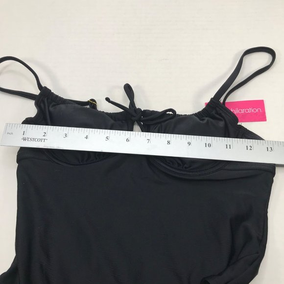 Xhilaration Junior's Size Small 0-2 Shirred Underwire One Piece Swim Suit Black - Picture 7 of 16